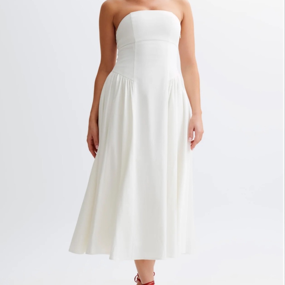 NWT MESHKI White midi dress